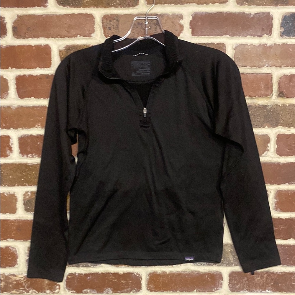 Patagonia size 14 Capilene Baselayer Black Half-Zip Pullover